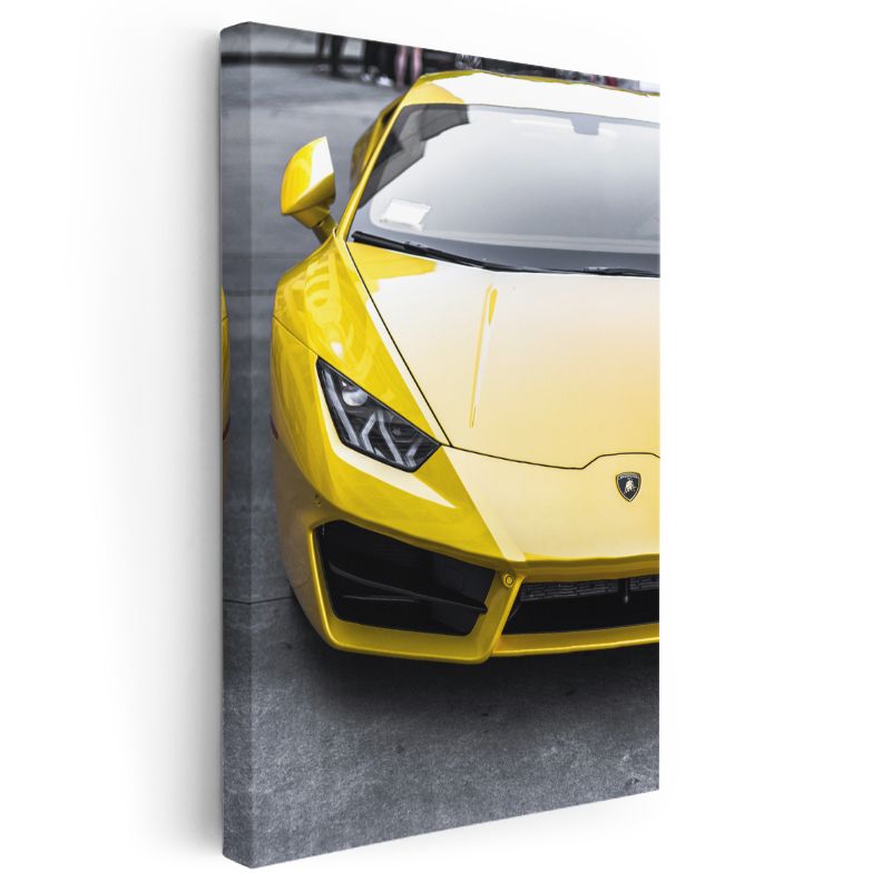 Lamborghini Huracan - Sarı Spor Otomobil Detayı Kanvas Tablo
