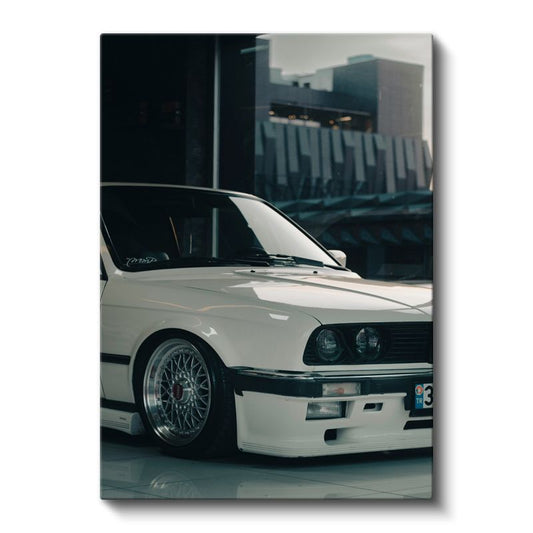 BMW E30 - Beyaz Modifiyeli Alman Klasiği Kanvas Tablo