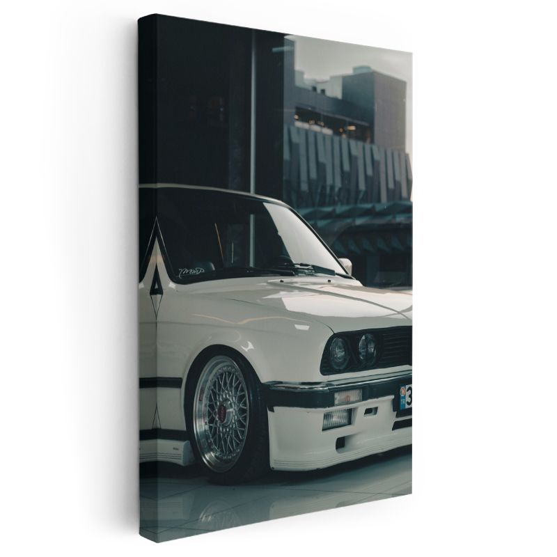 BMW E30 - Beyaz Modifiyeli Alman Klasiği Kanvas Tablo