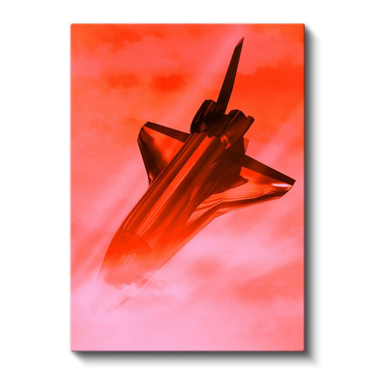 Uzay Mekiği - Kızıl Gökyüzünde Yükselen Mekik Kanvas Tablo