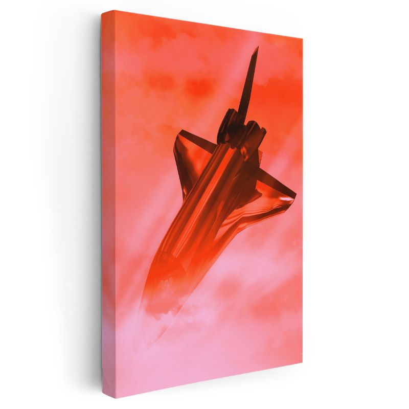 Uzay Mekiği - Kızıl Gökyüzünde Yükselen Mekik Kanvas Tablo