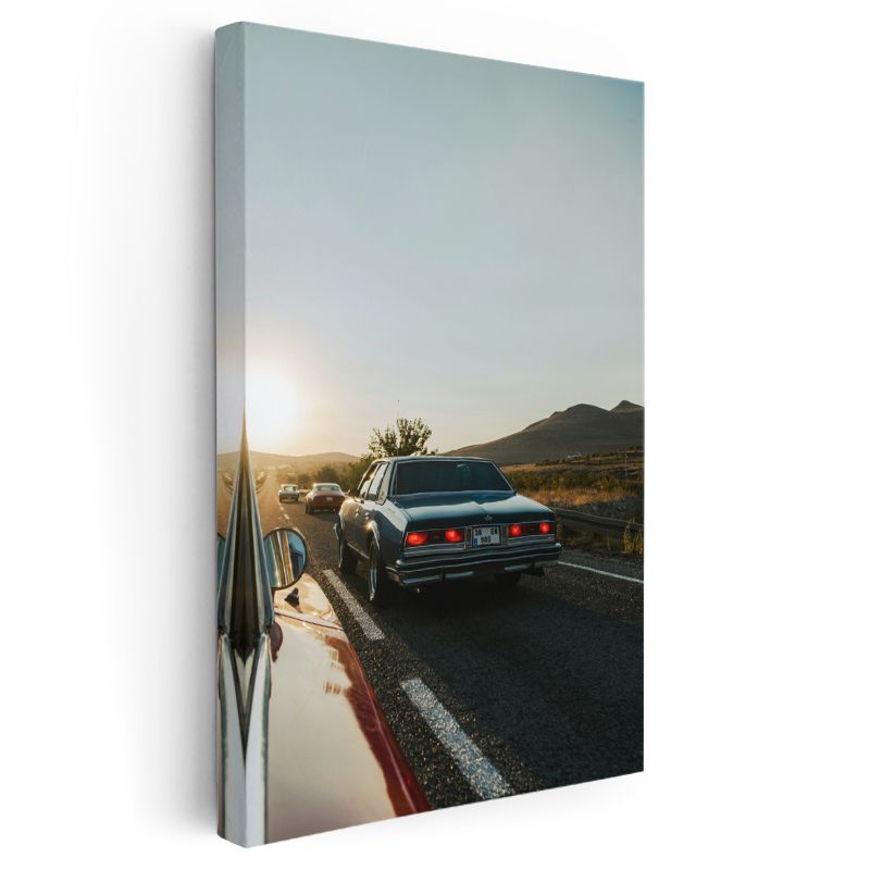 Chevrolet Impala - Gün Batımında Klasik Amerikan Sedan Kanvas Tablo