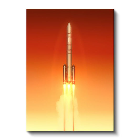 Roket Fırlatma - Alev Püskürten Güçlü İtici Motorlar Kanvas Tablo