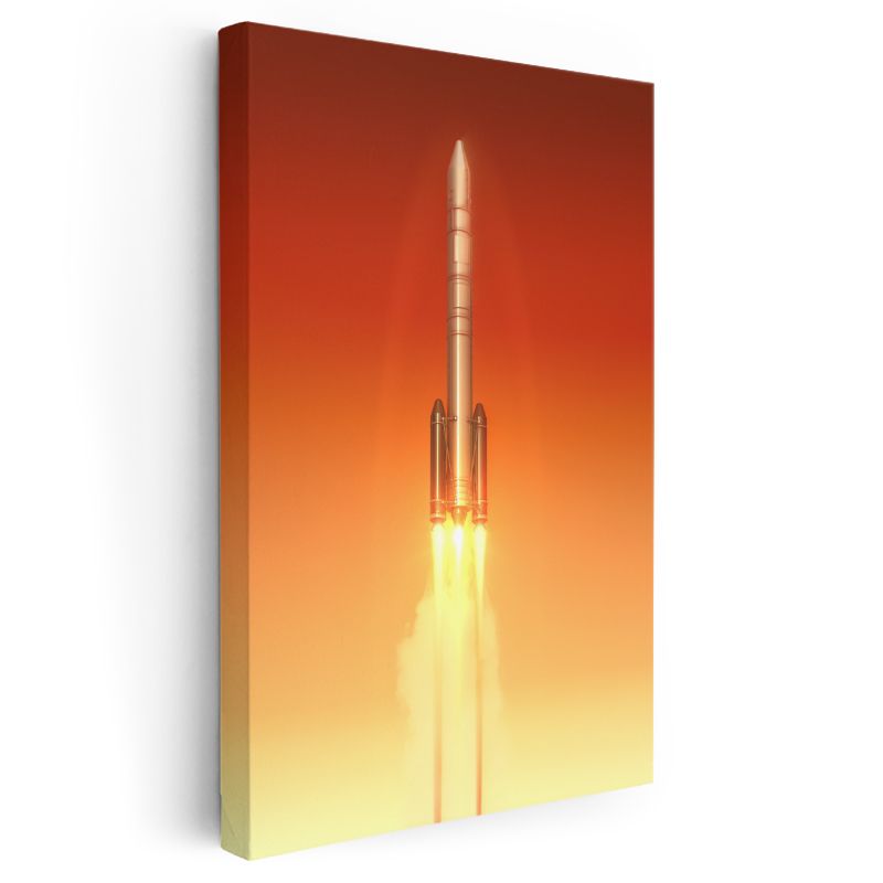 Roket Fırlatma - Alev Püskürten Güçlü İtici Motorlar Kanvas Tablo