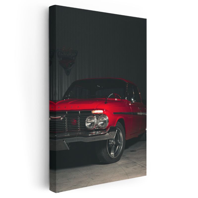 Chevrolet Impala - Kırmızı Klasik Amerikan Muscle Car Kanvas Tablo