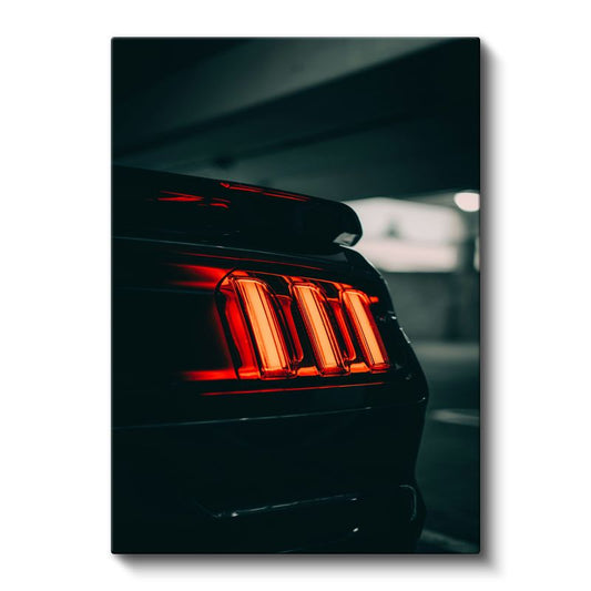 Ford Mustang - Karanlıkta Parlayan Üçlü Stop Lambaları Kanvas Tablo