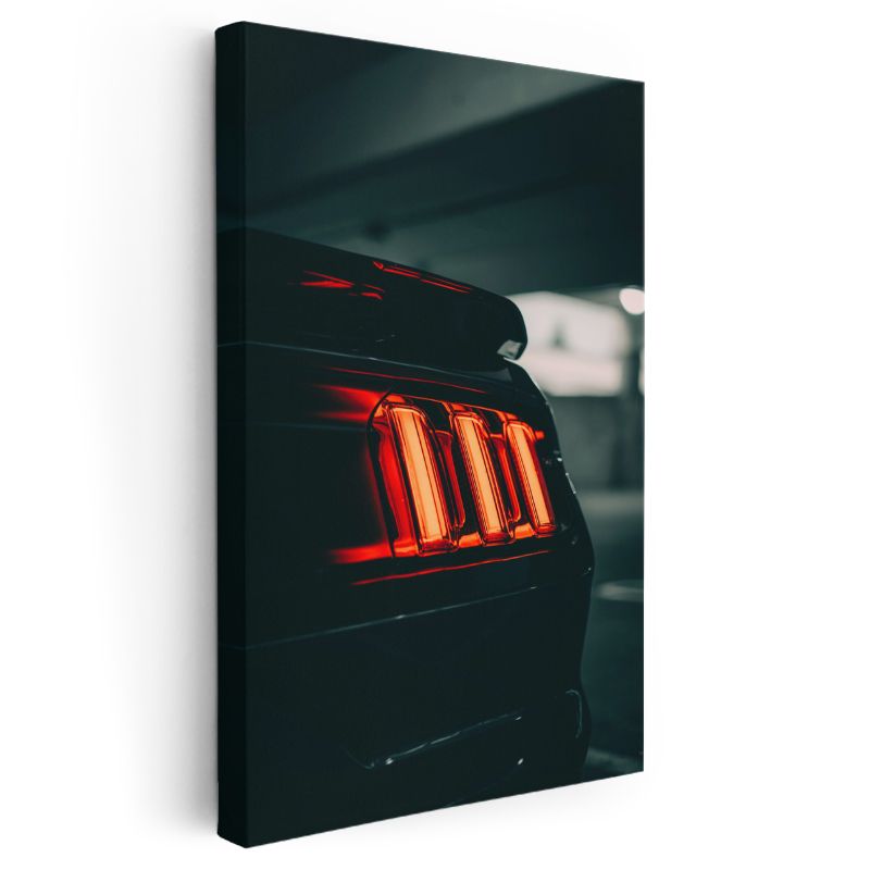 Ford Mustang - Karanlıkta Parlayan Üçlü Stop Lambaları Kanvas Tablo
