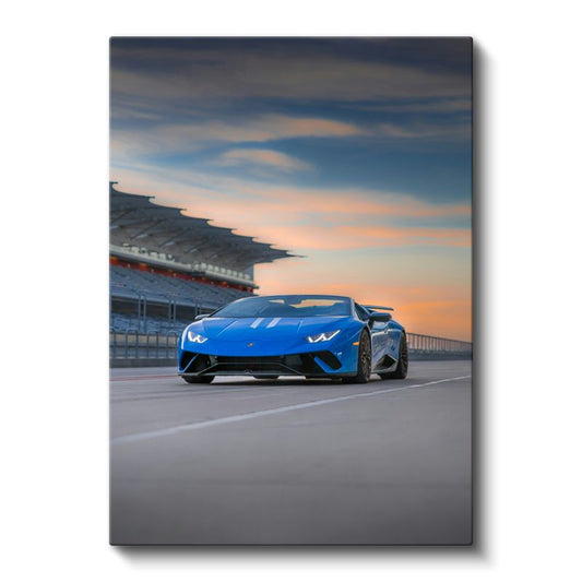 Lamborghini Huracan Performante - Mavi Yarış Pisti Süper Spor Kanvas Tablo