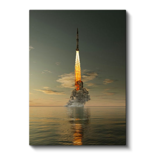 Soyuz Roketi - Deniz Üzerinde Yükselen Fırlatma Anı Kanvas Tablo