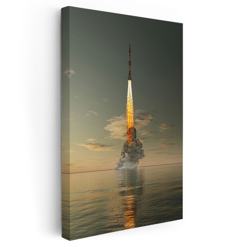 Soyuz Roketi - Deniz Üzerinde Yükselen Fırlatma Anı Kanvas Tablo