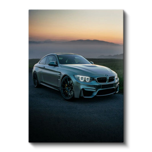 BMW M4 - Alacakaranlıkta Gri Alman Performans Kupesi Kanvas Tablo