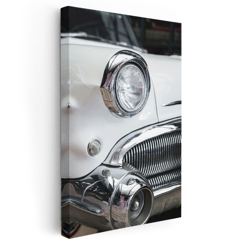 Buick Klasik - Beyaz Amerikan Otomobil Detayı Kanvas Tablo
