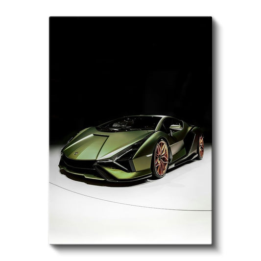 Lamborghini Sian - Yeşil Süper Spor Otomobil Kanvas Tablo
