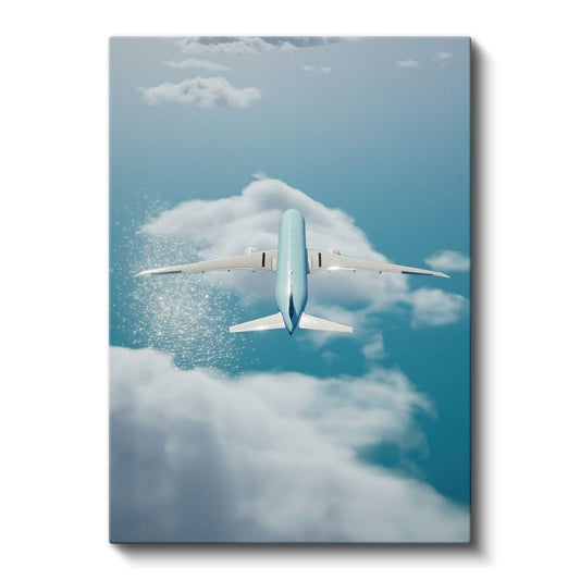 Yolcu Uçağı - Bulutlar Üzerinde Seyahat Eden Havayolu Kanvas Tablo
