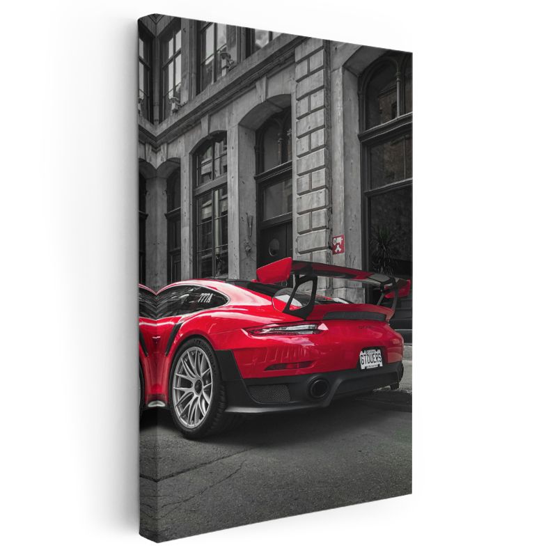 Porsche 911 GT2 RS - Kırmızı Yarış Otomobili Arka Görünüm Kanvas Tablo