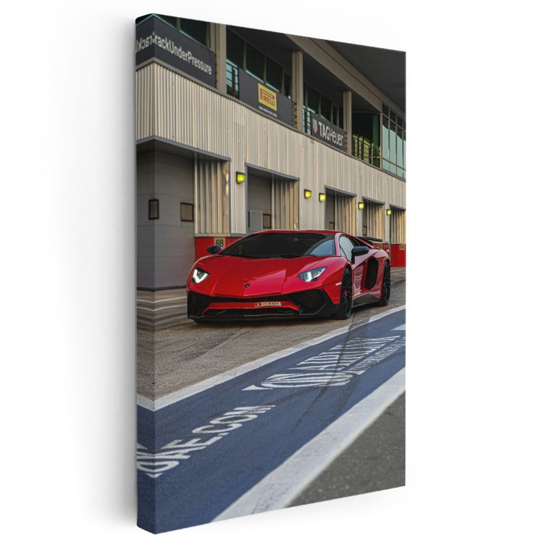 Lamborghini Aventador - Pistte Kırmızı İtalyan Boğası Kanvas Tablo