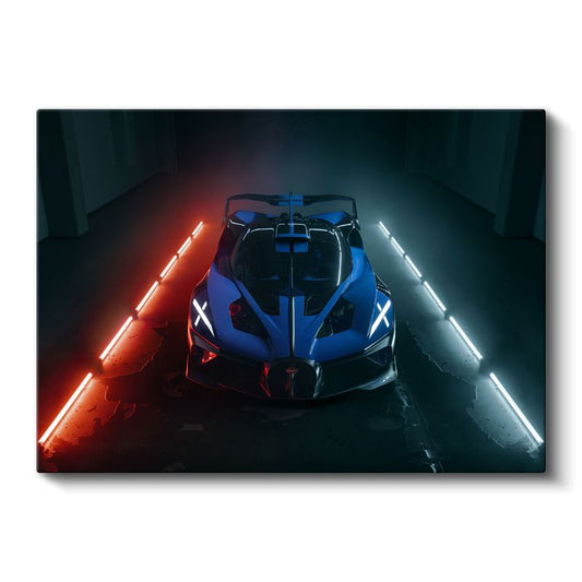Bugatti Bolide - Neon Işıklar Altında Süper Otomobil Kanvas Tablo