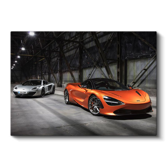 McLaren 720S - Turuncu Süper Otomobil İkilisi Kanvas Tablo