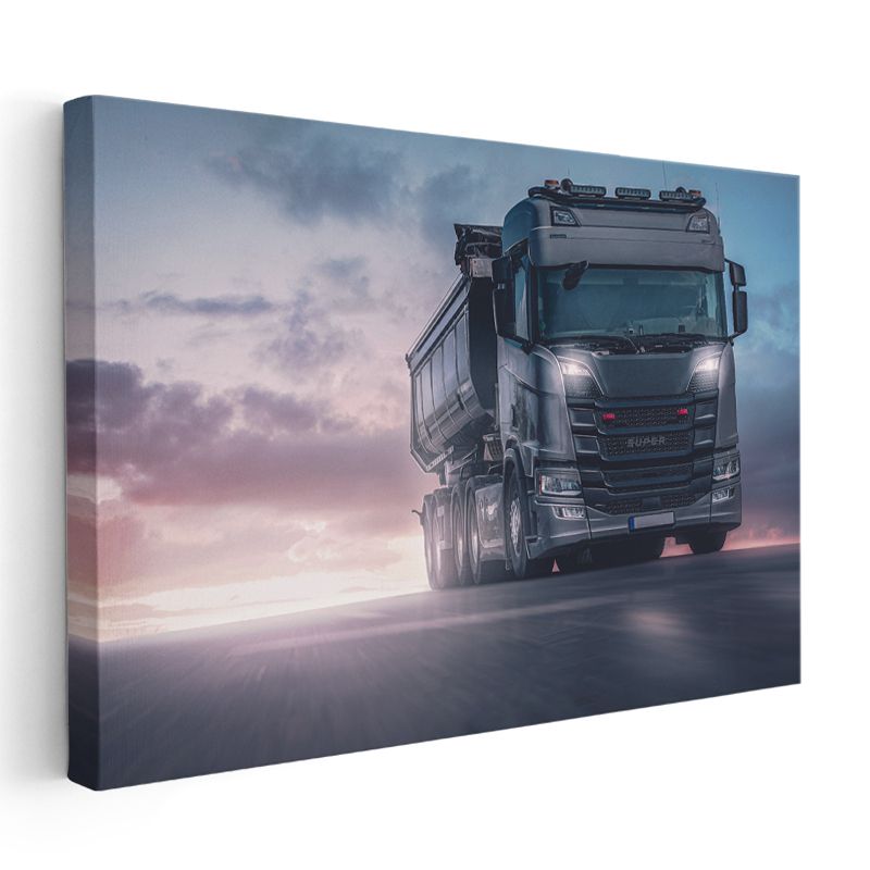 Scania Kamyon - Gün Batımında Ağır Vasıta Kanvas Tablo