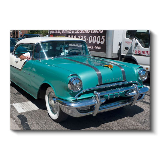 Pontiac Chieftain - Turkuaz Klasik Amerikan Arabası Kanvas Tablo