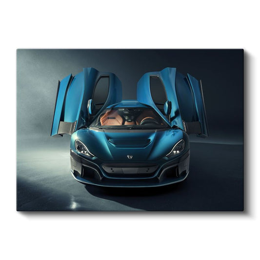 Rimac Nevera - Mavi Elektrikli Hiper Otomobil Kanvas Tablo