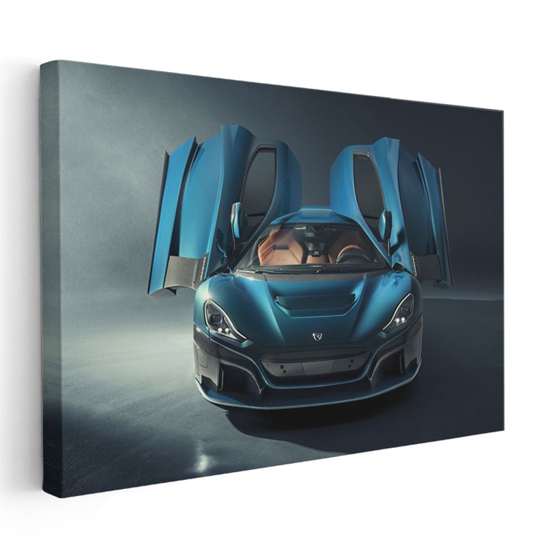 Rimac Nevera - Mavi Elektrikli Hiper Otomobil Kanvas Tablo