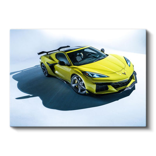 Chevrolet Corvette Z06 - Sarı Spor Otomobil Profil Kanvas Tablo