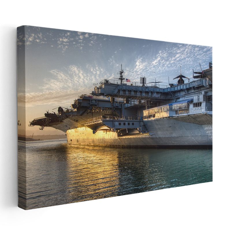 Uçak Gemisi - Gün Batımında Deniz Kuvvetleri Kanvas Tablo