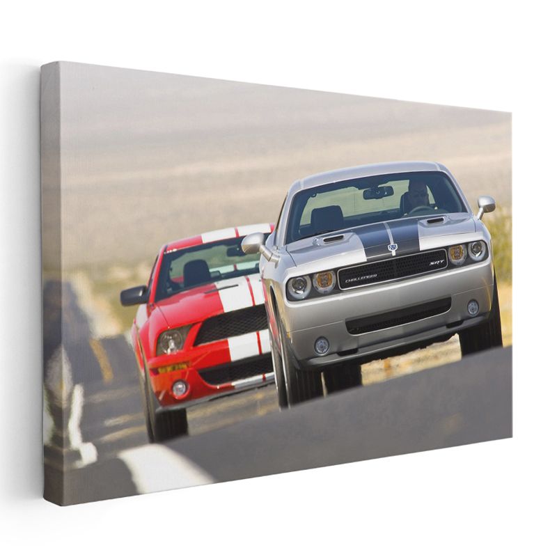 Dodge Challenger ve Charger - Amerikan Muscle İkilisi Kanvas Tablo
