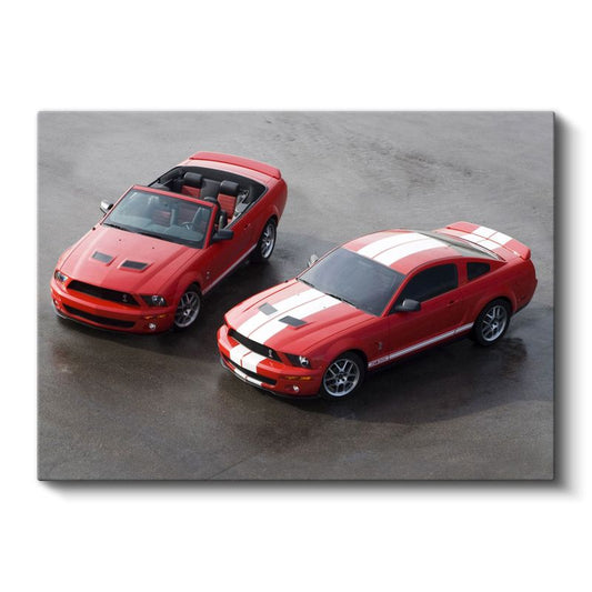 Ford Mustang Shelby GT500 - Kırmızı İkili Spor Otomobil Kanvas Tablo
