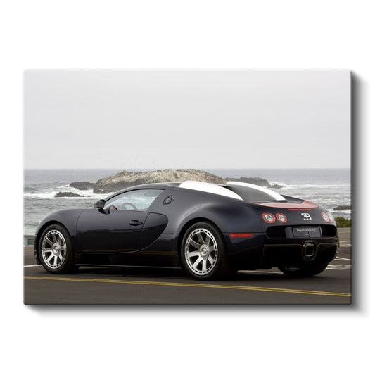 Bugatti Veyron - Sahil Yolunda Prestij Otomobil Kanvas Tablo