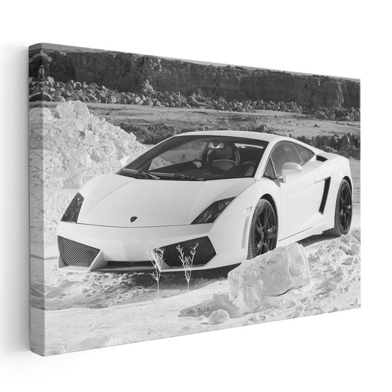 Lamborghini Gallardo - Beyaz Süper Otomobil Kanvas Tablo