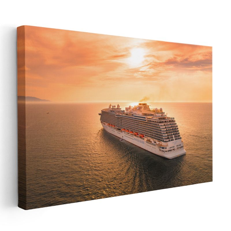 Lüks Yolcu Gemisi - Denizde Gün Batımı Kanvas Tablo