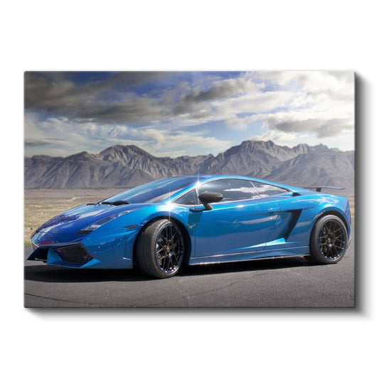 Lamborghini Gallardo - Mavi Süper Spor Otomobil Kanvas Tablo