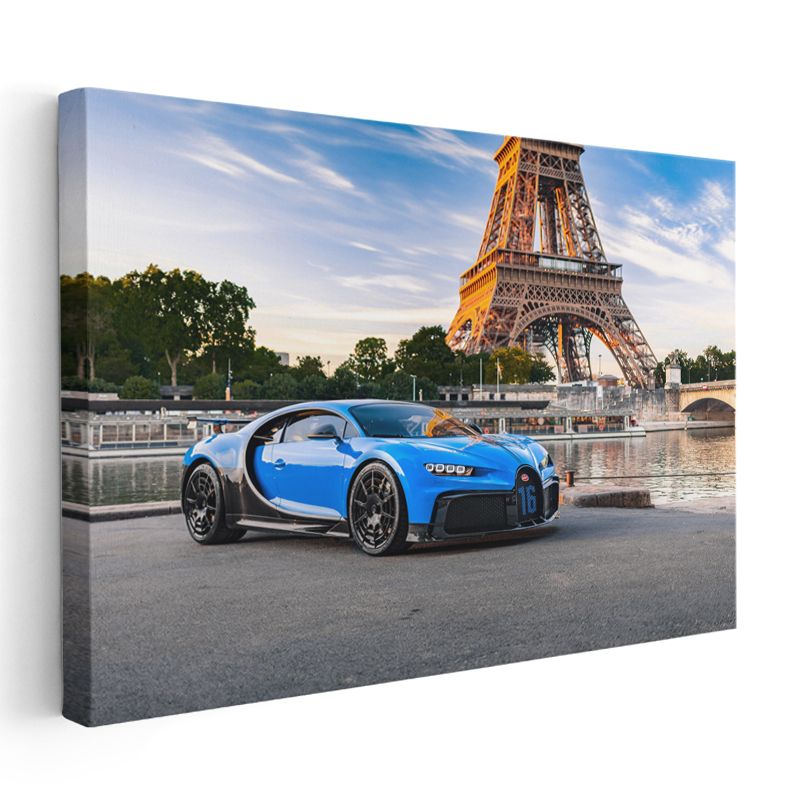 Bugatti Chiron - Paris'te Mavi Hipercar Kanvas Tablo