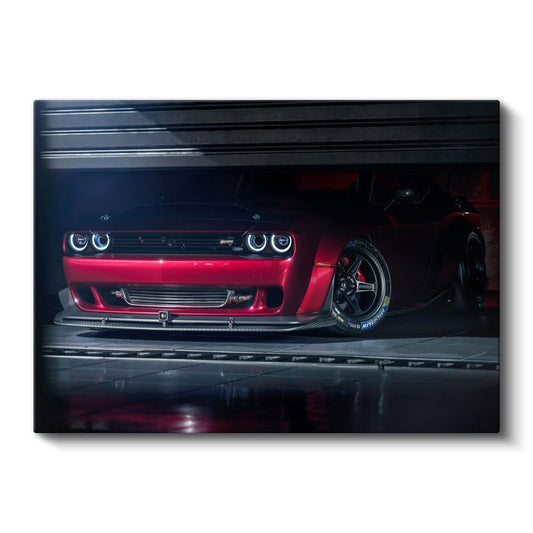 Dodge Challenger SRT - Kırmızı Işıklı Muscle Car Kanvas Tablo