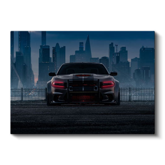 Dodge Charger - Şehir Manzaralı Modifiye Spor Sedan Kanvas Tablo