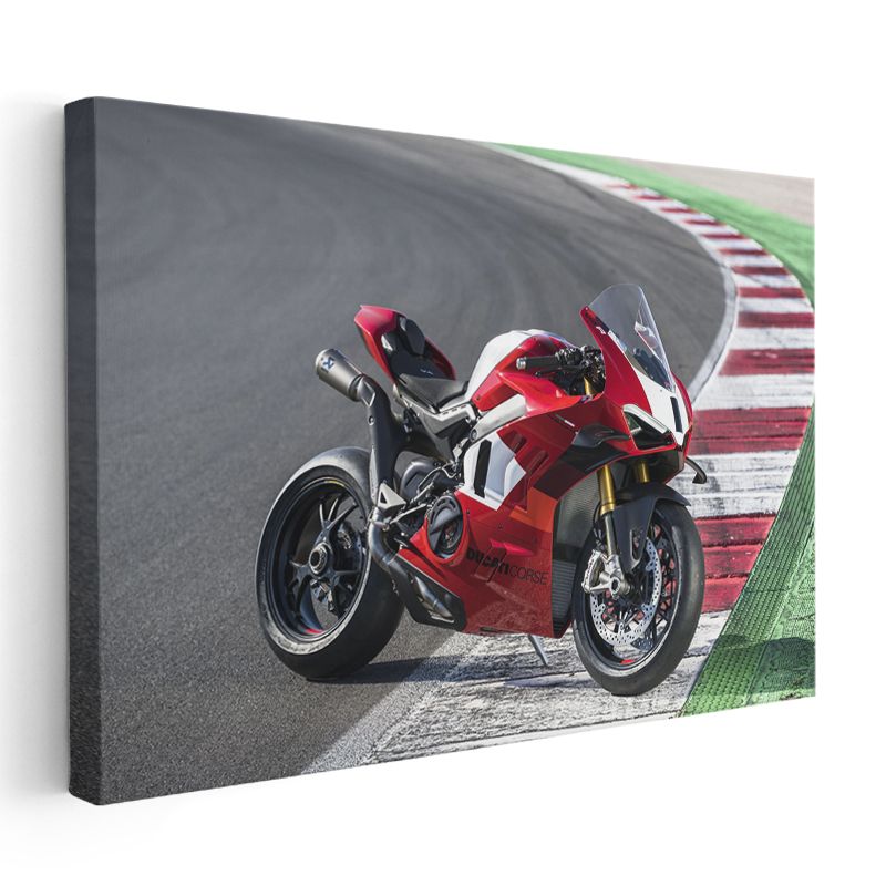 Ducati Panigale V4 - Yarış Pistinde Kırmızı Süper Spor Motosikleti Kanvas Tablo