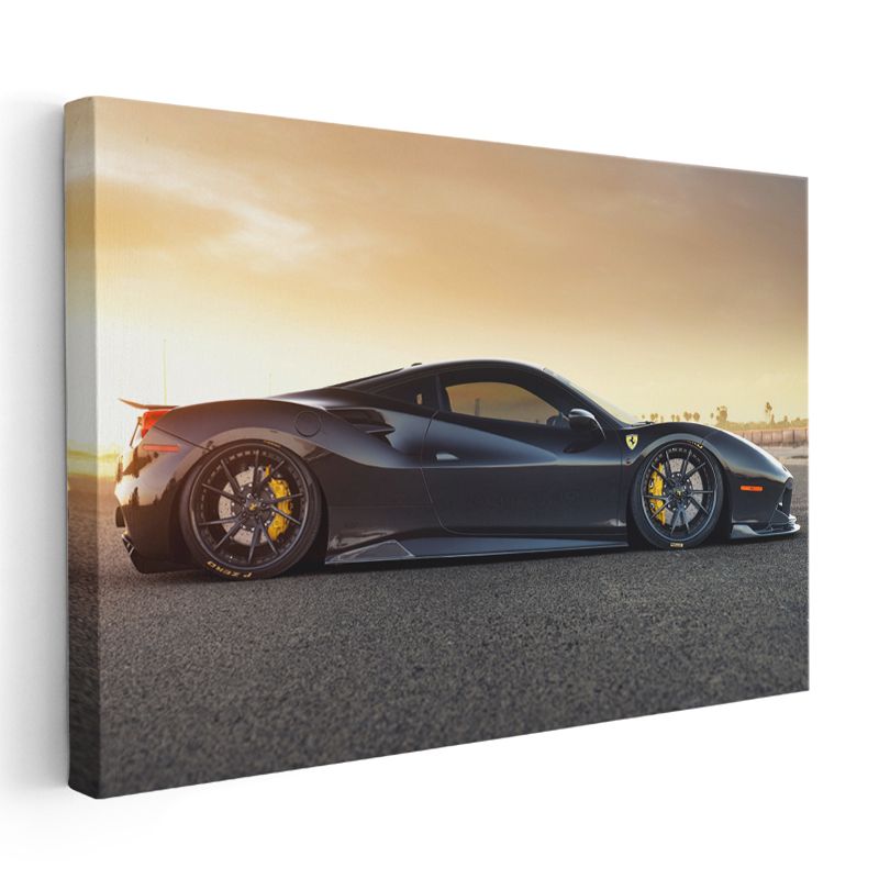 Ferrari 488 GTB - Gece Manzaralı Süper Otomobil Kanvas Tablo