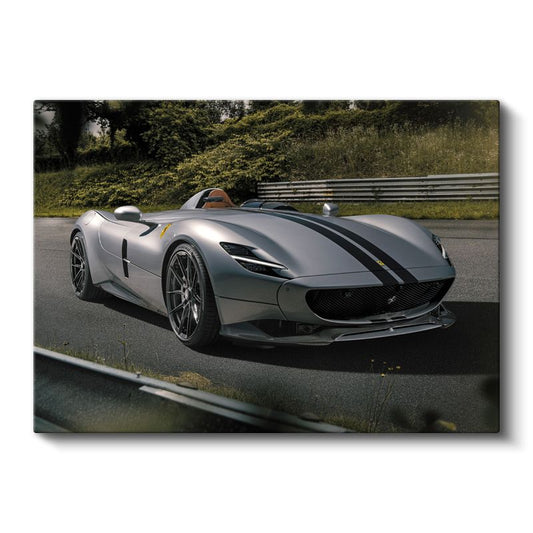 Ferrari Monza SP2 - Gümüş Yarış Otomobili Kanvas Tablo