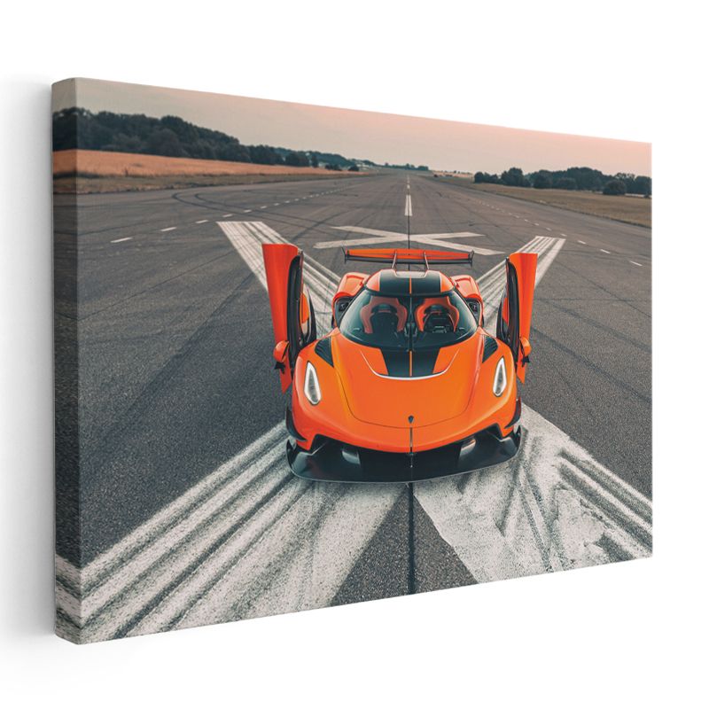Koenigsegg Jesko Absolut - Pist Üzerinde Turuncu Hız Canavarı Kanvas Tablo