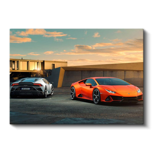 Lamborghini Huracan EVO - İkili Süper Spor Otomobil Kanvas Tablo