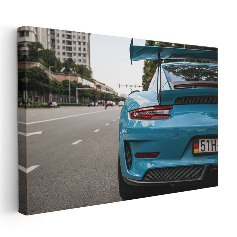 Porsche 911 GT3 RS - Turkuaz Arka Görünüm Spor Otomobil Kanvas Tablo