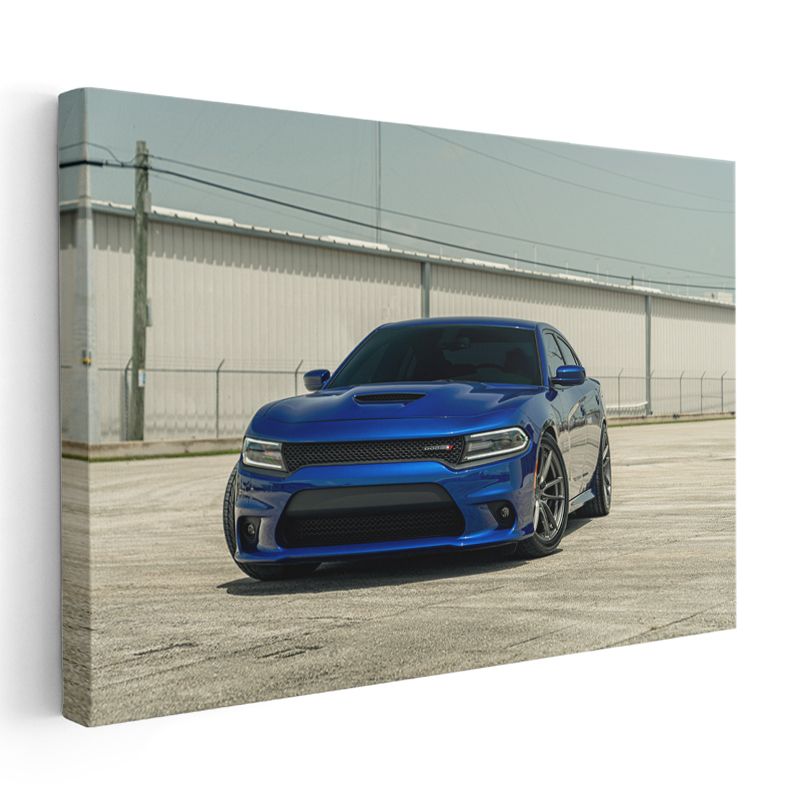 Dodge Charger SRT - Mavi Spor Sedan Performans Kanvas Tablo