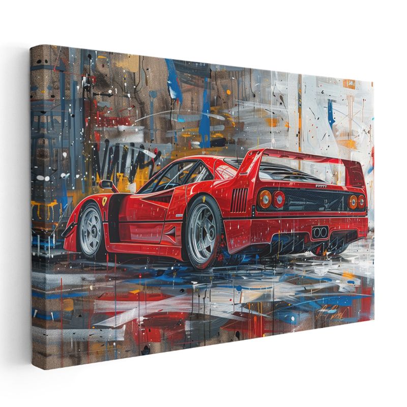 Ferrari F40 - Kırmızı İtalyan Süper Otomobil Sanatsal Kanvas Tablo