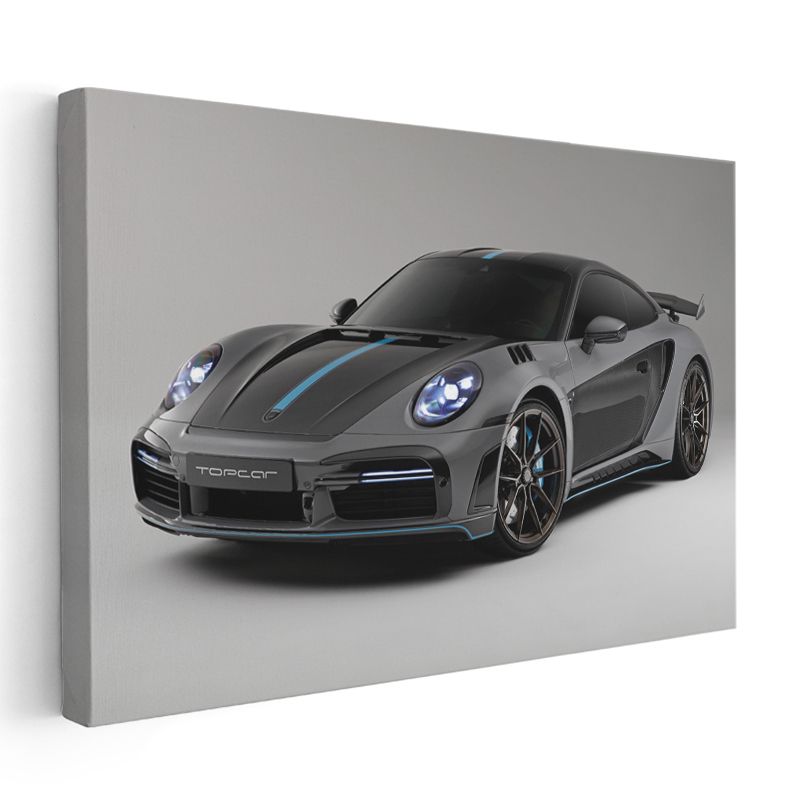 Porsche 911 Turbo S - Gri Spor Otomobil Tasarım Kanvas Tablo