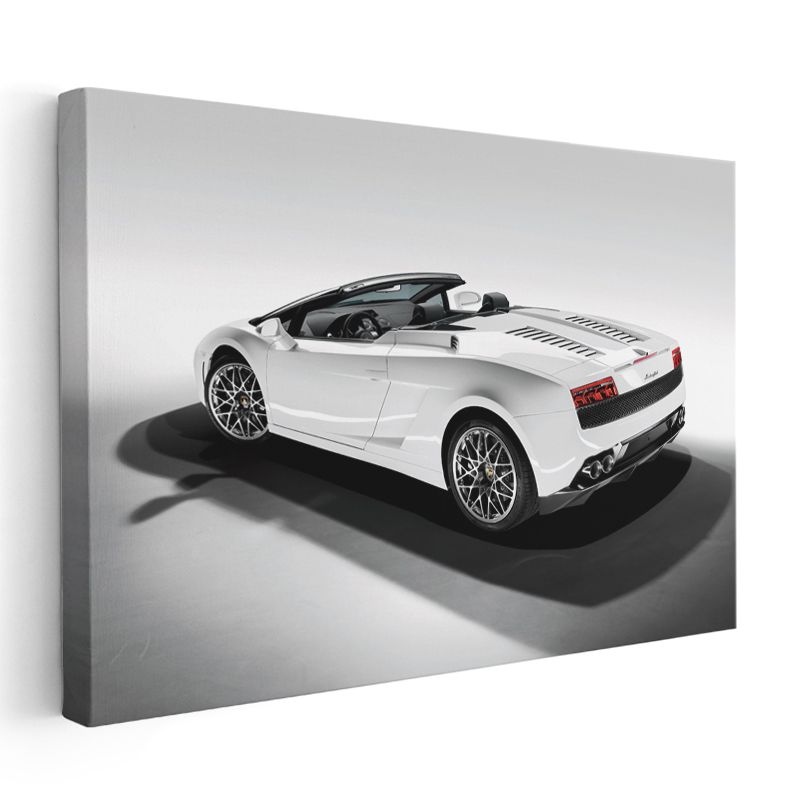 Lamborghini Gallardo Spyder - Beyaz İtalyan Süper Otomobil Kanvas Tablo