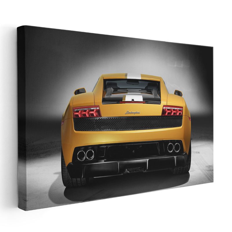 Lamborghini Gallardo - Sarı Süper Otomobil Arka Görünüm Kanvas Tablo