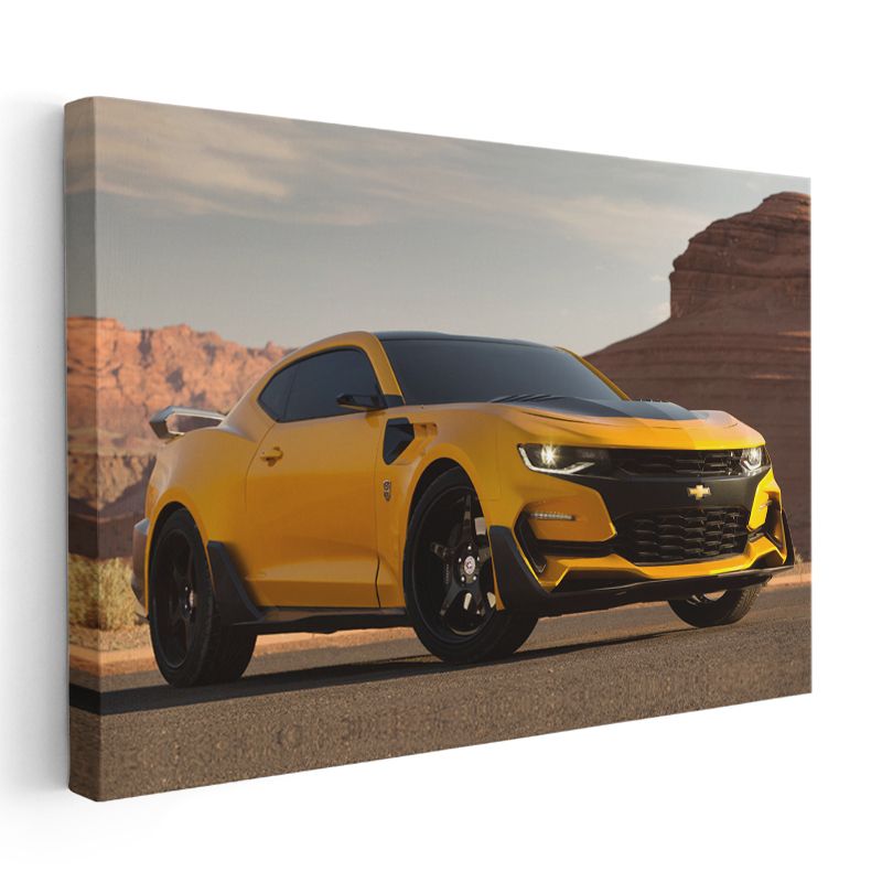 Chevrolet Camaro - Sarı Amerikan Muscle Car Kanvas Tablo