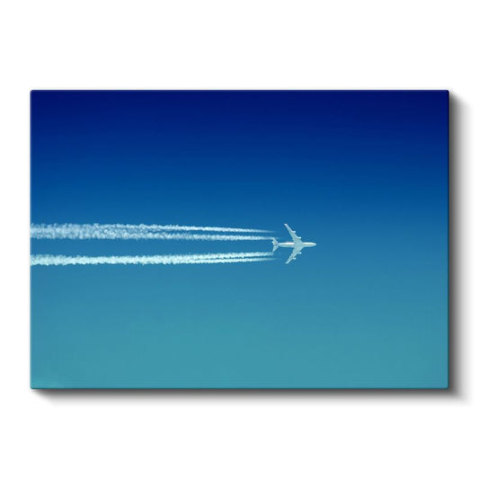 Yolcu Uçağı - Mavi Gökyüzünde İz Bırakan Beyaz Jet Kanvas Tablo